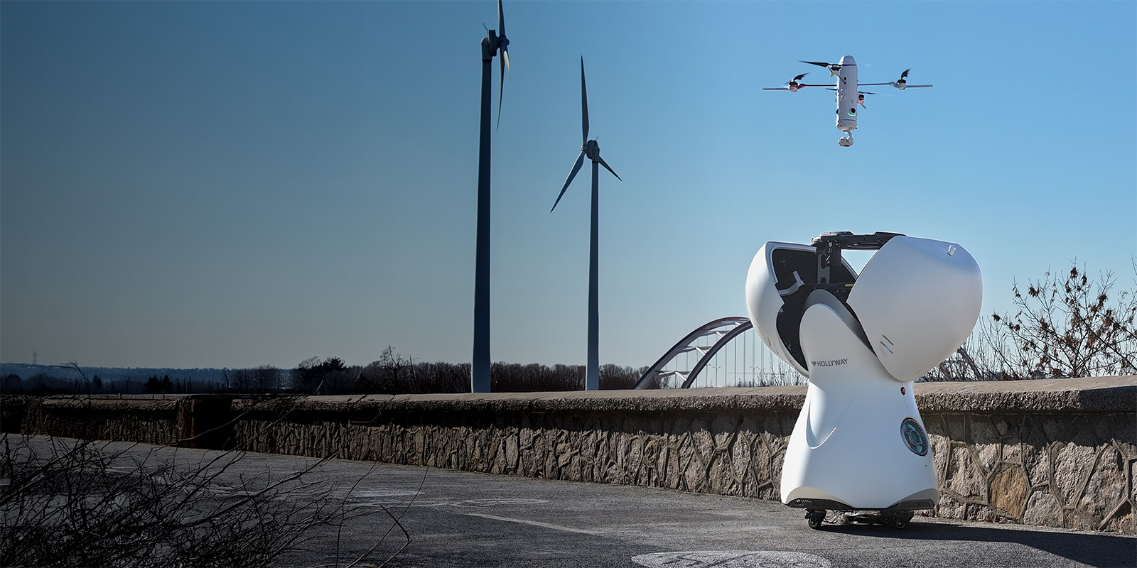 SkyGrid autonomous drone inspecting wind turbines
