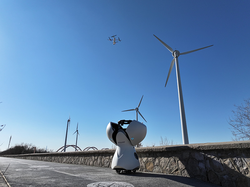 Construction worker with safety gear being monitored by AI systems
